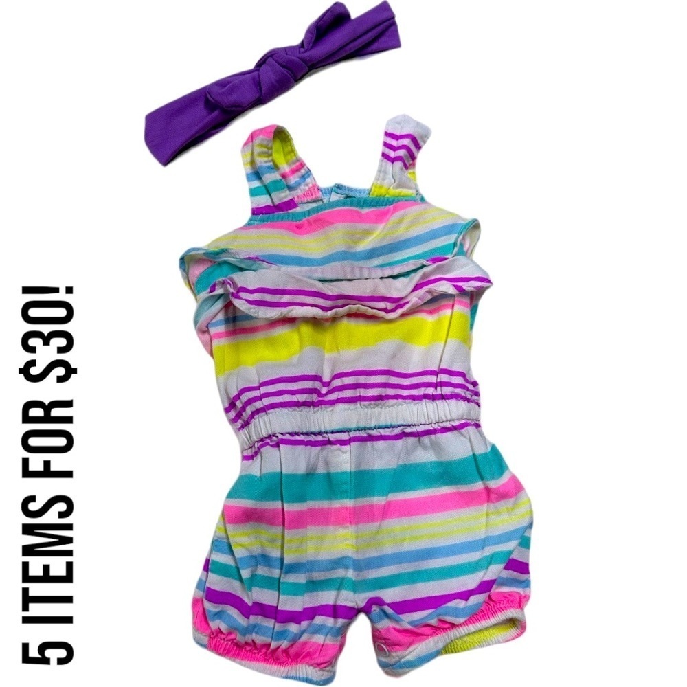 Carter’s 0-3m Baby Girl Romper & Headpiece Matching​